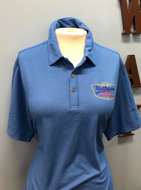 Electric Blue Polo with Multi Color Logo
